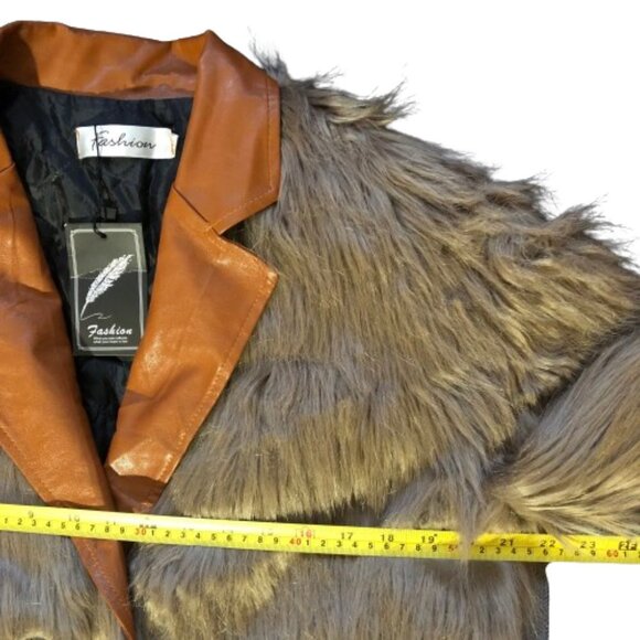 Vintage 90s old stock NWT faux fur and leather teddy hairy shaggy jacket blazer - Picture 12 of 14